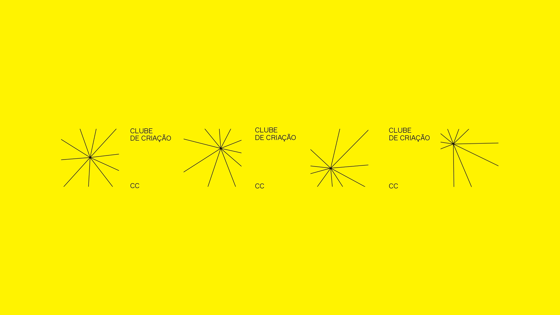 Geometric sun starburst pattern, bright yellow branding, minimal, geometric, dark